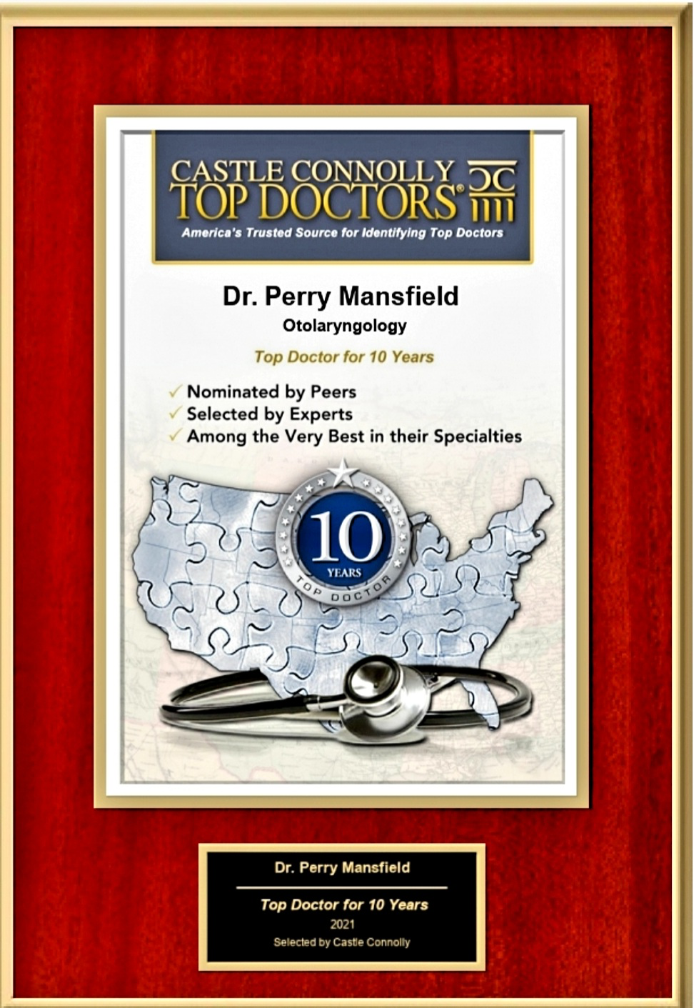 Castle Connely Award for Top Doctor in Otolaryngology, Head and Neck Surgery