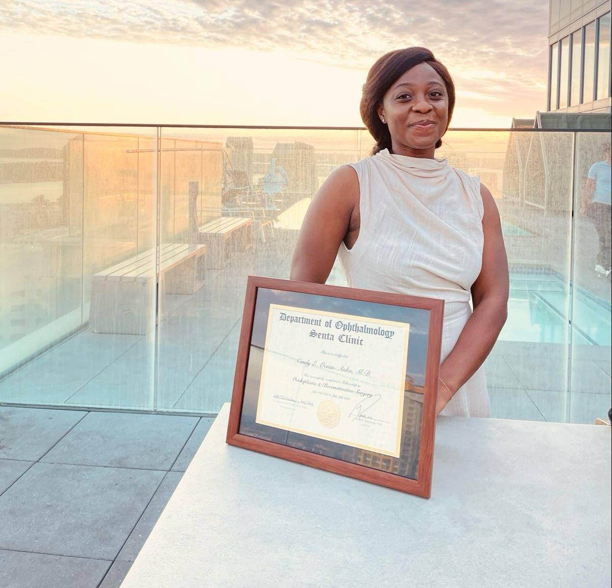 Dr. Cindy Ocran with her Fellowship training certificate