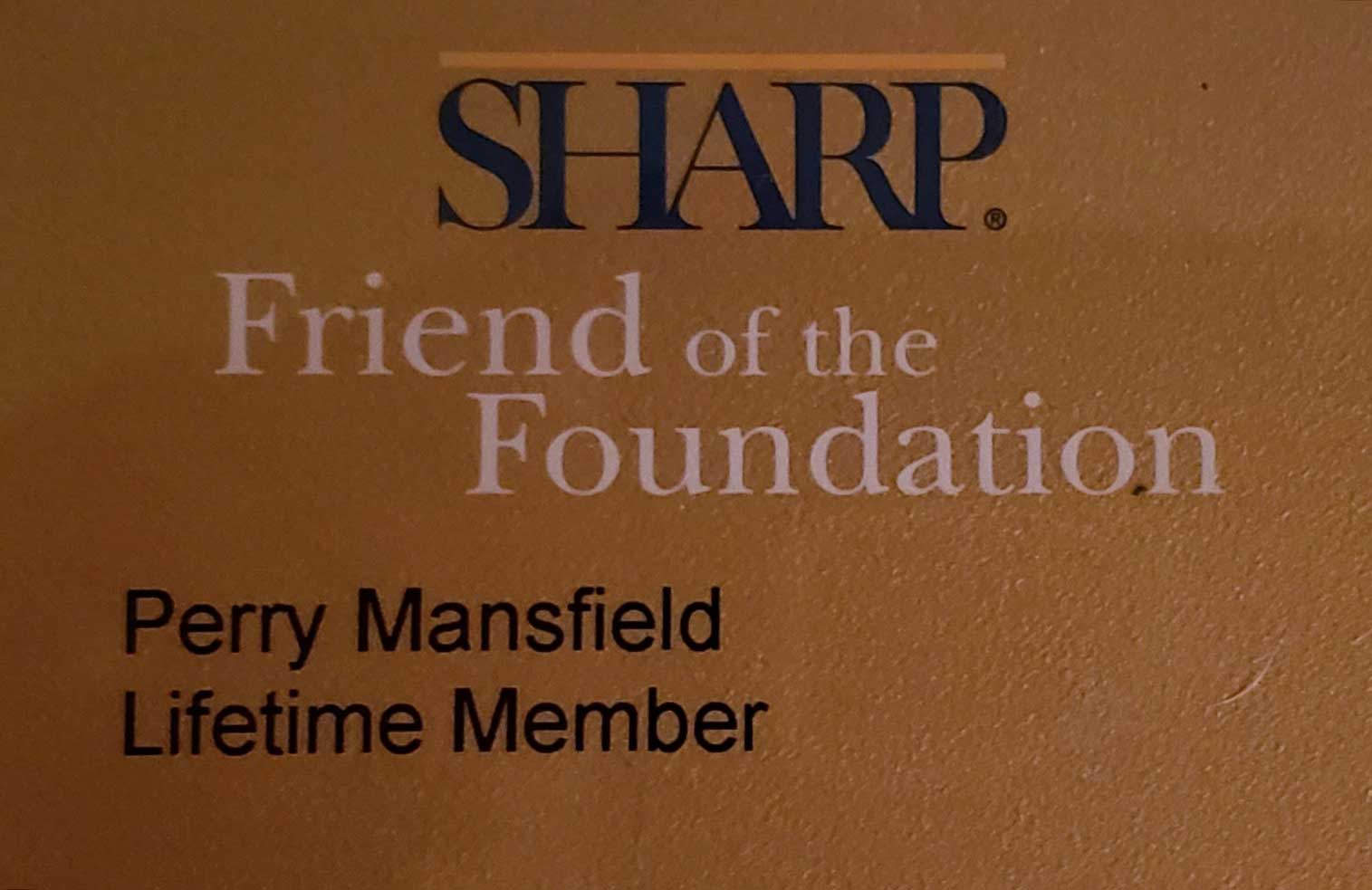 Friend of the Foundation Perry Mansfield Lifetime Member Card