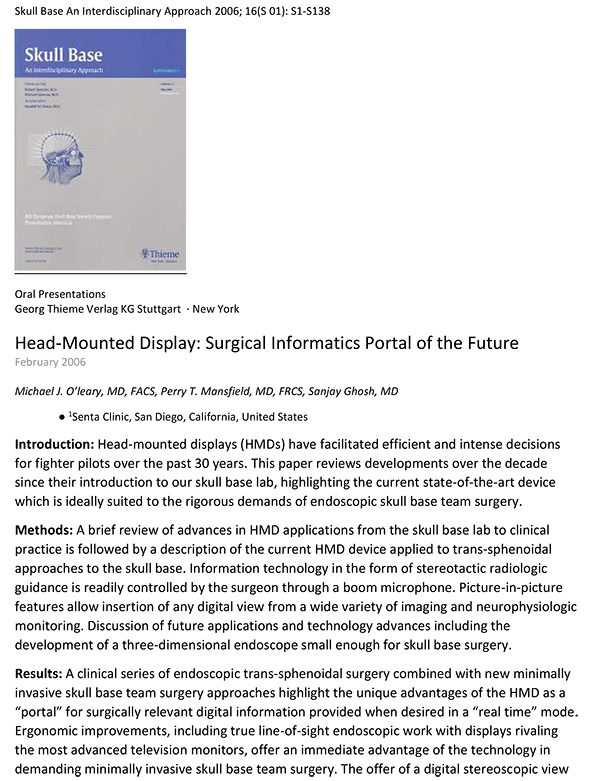 Head-Mounted Display: Surgical Informatics Portal of the Future