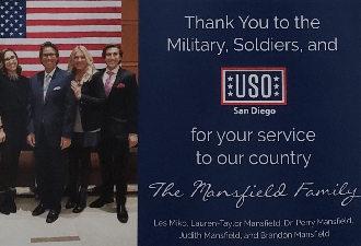 Dr Mansfield and Family Sponsors of the USO San Diego
